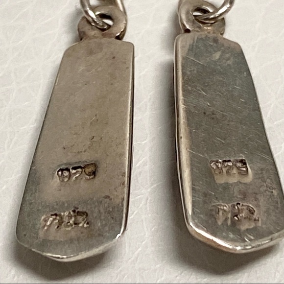 STERLING SILVER Mother of Pearl and Onix Earrings - Picture 5 of 7